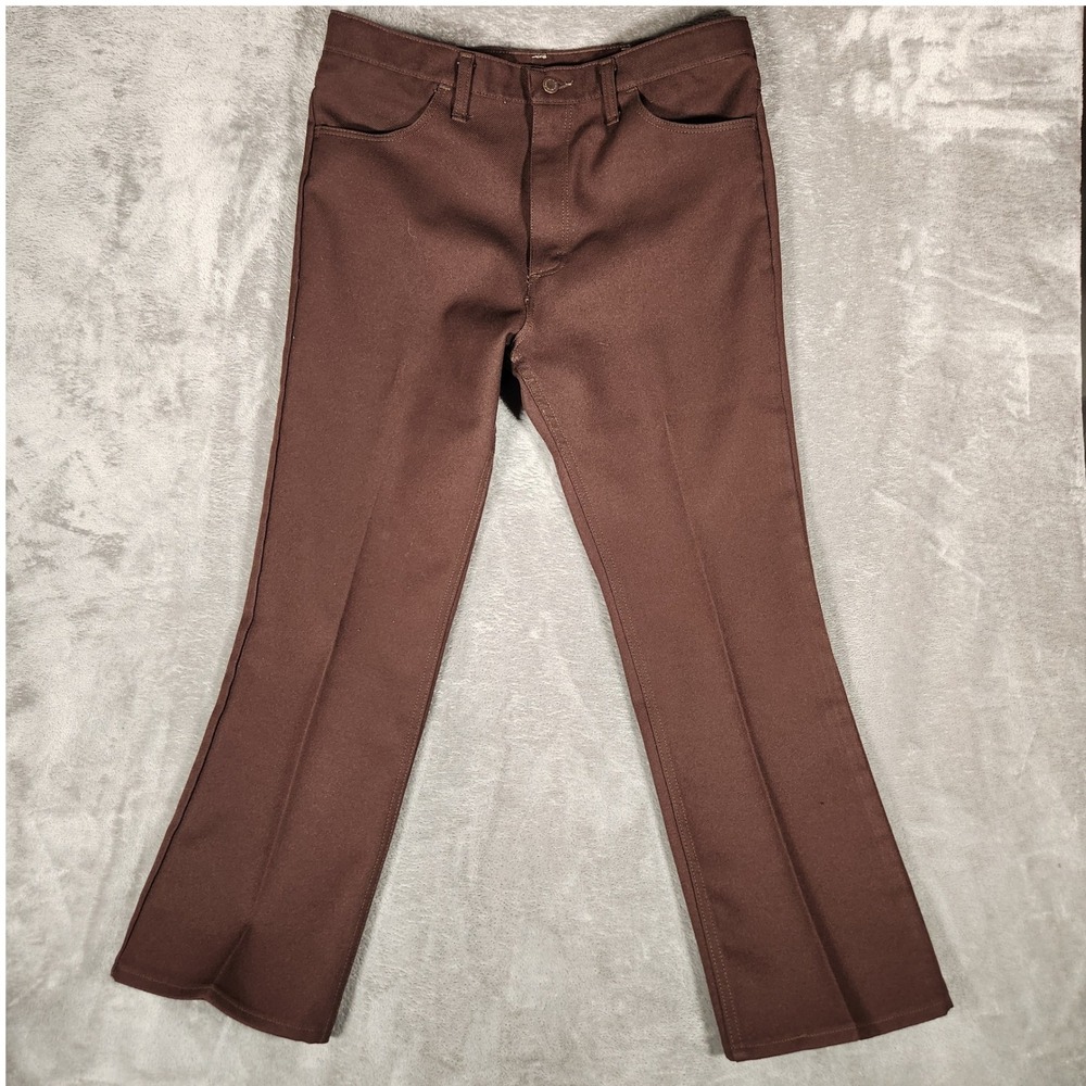Wrangler Mens 35X29 Brown‎ Good Polyester Pants Western Vintage